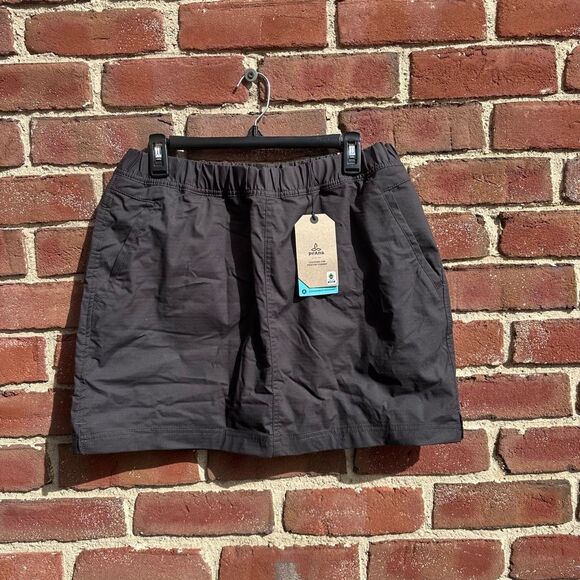 Prana $75 Women's Double Peak Mini Skort Charcoal sz 12 NEW - Picture 3 of 6